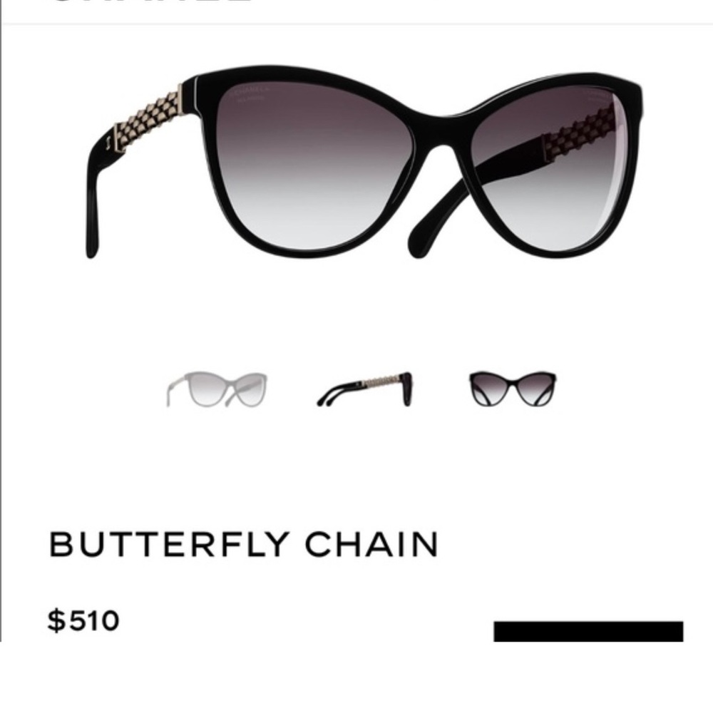 AUTHENTIC CHANEL BUTTERFLY CHAIN SUNGLASSES WITH CASE